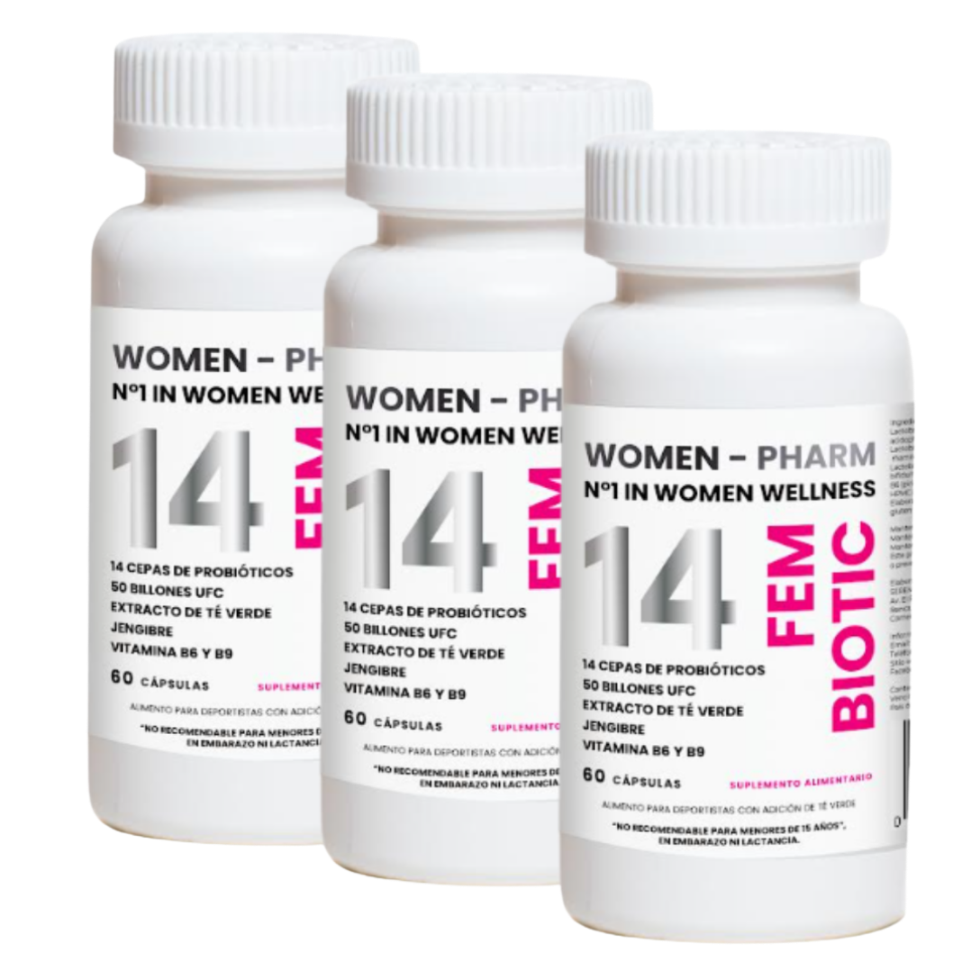 Té verde y jengibre, ingredientes de 14 FemBiotic