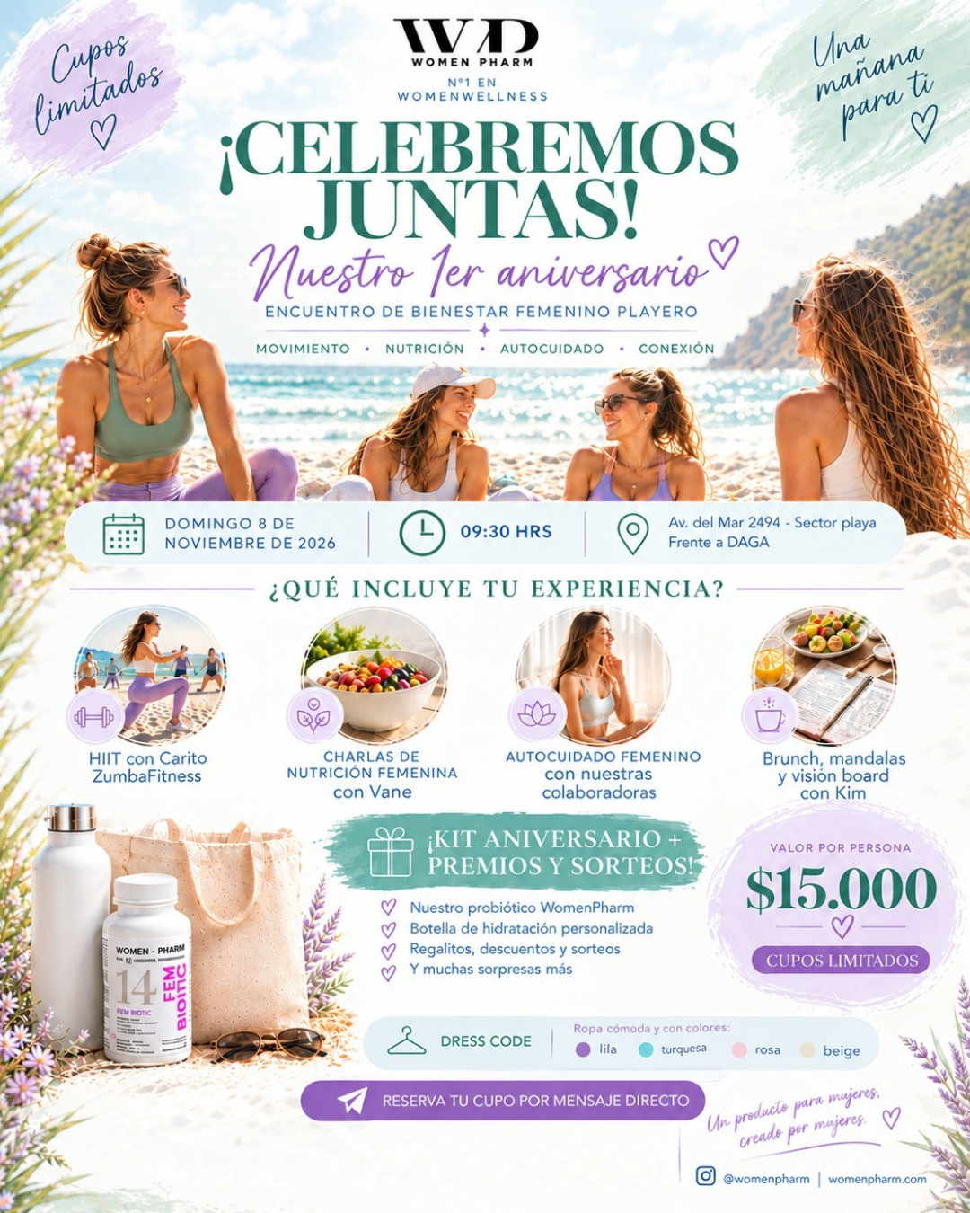 Flyer del primer aniversario de WomenPharm